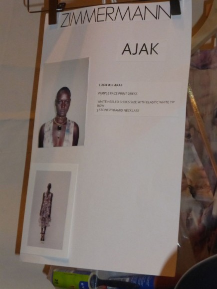 Ajak Model For Zimmermann Spring 2014 NYFW Backstage before the show starts.