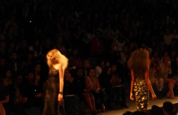 Glam Reem Acra Runway Trends at Mercedes Benz Fashion Week lets tease the hair and sparkle