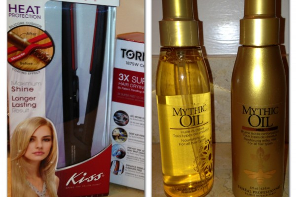 Get super model hair using Kiss Hair Dryer and Flat Iron and L'Oreal Professionnel Mythic Oil Milk
