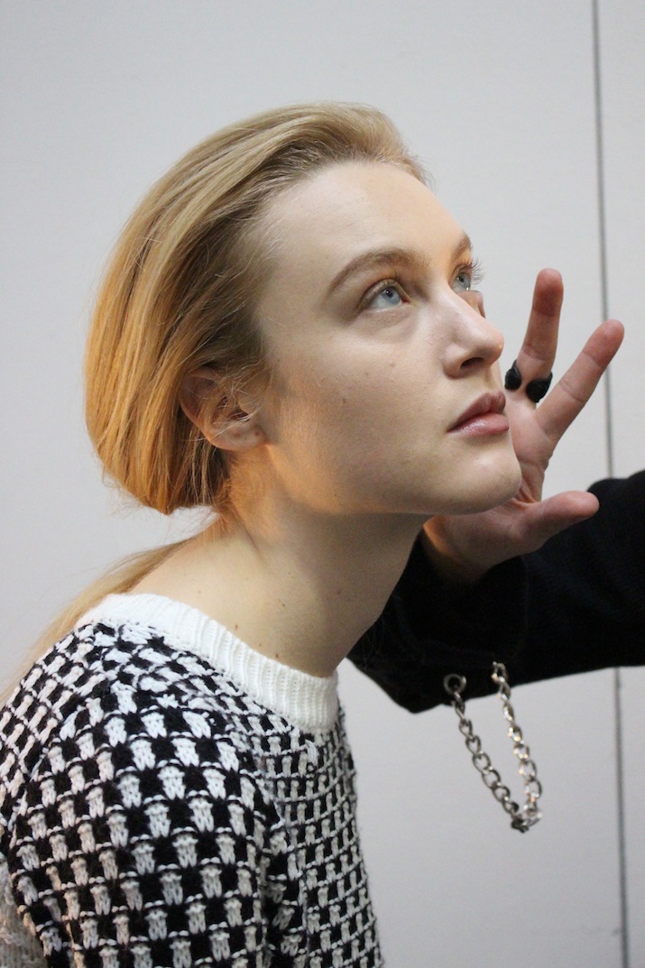 NYFW 2014 Backstage Rosie Assoulin With MAC Makeup Artist 