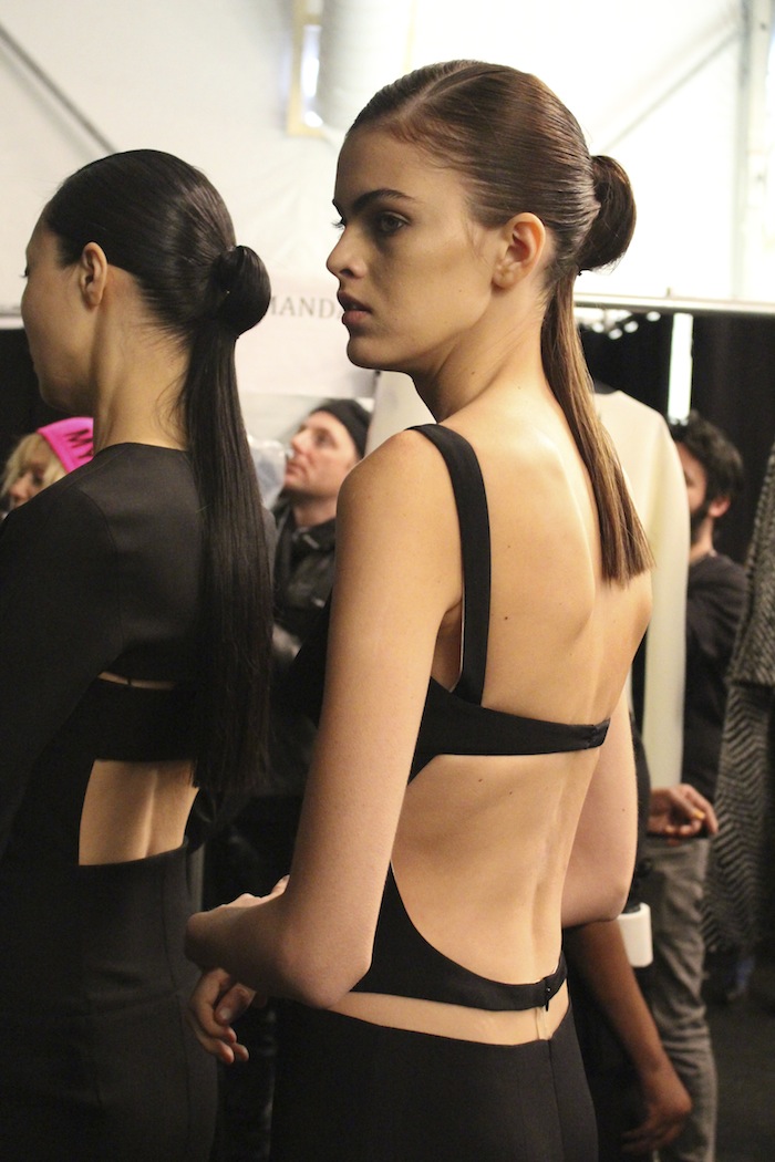 Sexy open back dresses at Kaufman Franco Backstage during NYFW 