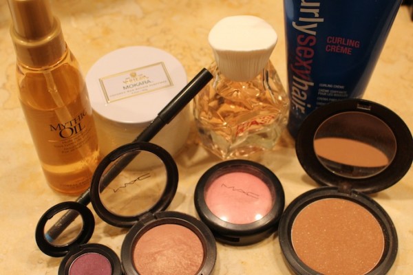 How to Pack Beauty Travel MAC Makeup Loreal mythic oil for blow drying hair straight