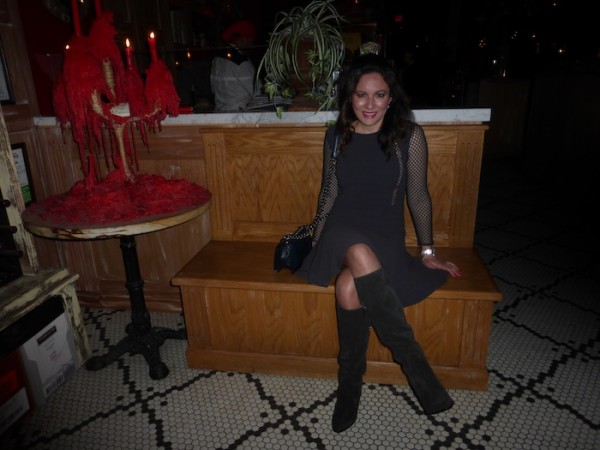 Rebecca Taylor Runway Dress Sergio Rossi Boots at Style fashion blogger holiday party