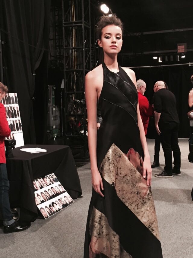 Carmen Marc Valvo Black and Gold Gown Backstage NYFW 2016