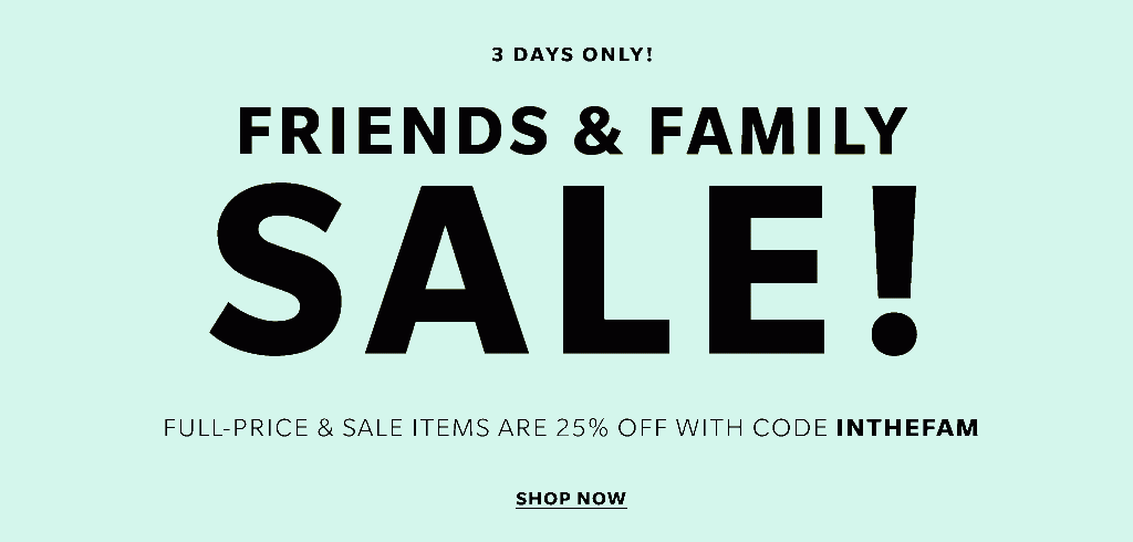 Shopbop Friends and Family Sale 2016