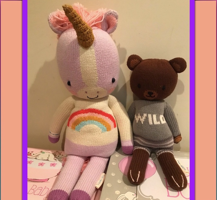 Cuddle and Kind Unicorn and Bear stuffed animals for babies